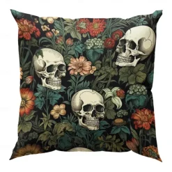 Double Side Pillow Cover 1PC Skeleton Flower Soft Decorative Square Cushion Case Pillowcase for Bedroom Livingroom Sofa Couch Chair Decorations