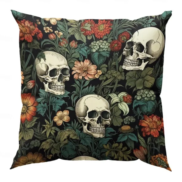 Double Side Pillow Cover 1PC Skeleton Flower Soft Decorative Square Cushion Case Pillowcase for Bedroom Livingroom Sofa Couch Chair Decorations