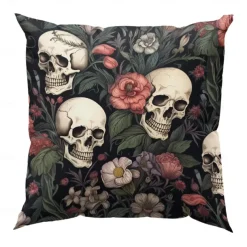 Double Side Pillow Cover 1PC Skeleton Flower Soft Decorative Square Cushion Case Pillowcase for Bedroom Livingroom Sofa Couch Chair Decorations