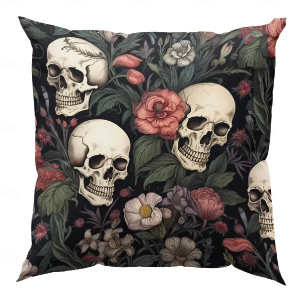 Double Side Pillow Cover 1PC Skeleton Flower Soft Decorative Square Cushion Case Pillowcase for Bedroom Livingroom Sofa Couch Chair Decorations