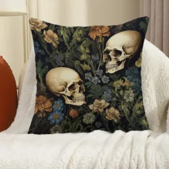 Double Side Pillow Cover 1PC Skeleton Flower Soft Decorative Square Cushion Case Pillowcase for Bedroom Livingroom Sofa Couch Chair Decorations