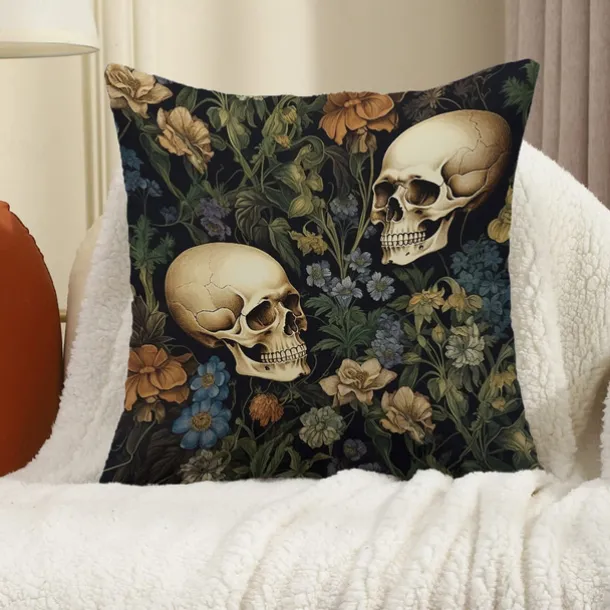 Double Side Pillow Cover 1PC Skeleton Flower Soft Decorative Square Cushion Case Pillowcase for Bedroom Livingroom Sofa Couch Chair Decorations