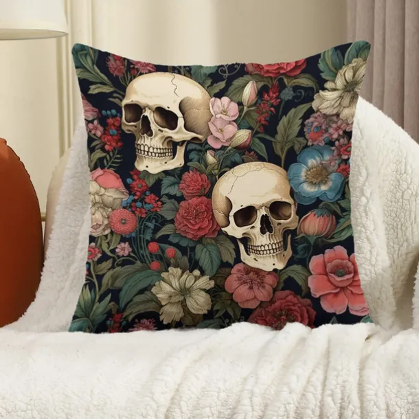 Double Side Pillow Cover 1PC Skeleton Flower Soft Decorative Square Cushion Case Pillowcase for Bedroom Livingroom Sofa Couch Chair Decorations