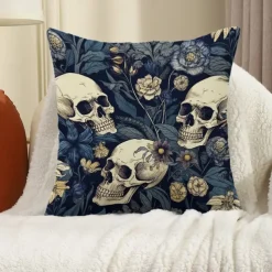Double Side Pillow Cover 1PC Skeleton Flower Soft Decorative Square Cushion Case Pillowcase for Bedroom Livingroom Sofa Couch Chair Decorations