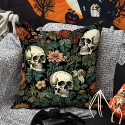 Double Side Pillow Cover 1PC Skeleton Flower Soft Decorative Square Cushion Case Pillowcase for Bedroom Livingroom Sofa Couch Chair Decorations