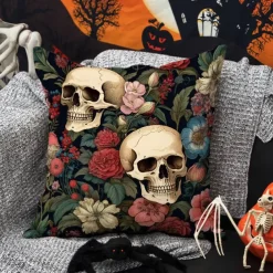 Double Side Pillow Cover 1PC Skeleton Flower Soft Decorative Square Cushion Case Pillowcase for Bedroom Livingroom Sofa Couch Chair Decorations