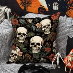 Double Side Pillow Cover 1PC Skeleton Flower Soft Decorative Square Cushion Case Pillowcase for Bedroom Livingroom Sofa Couch Chair Decorations