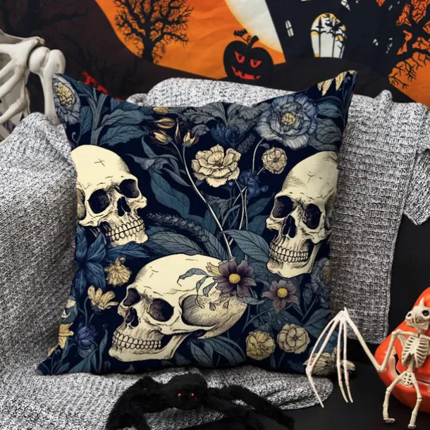 Double Side Pillow Cover 1PC Skeleton Flower Soft Decorative Square Cushion Case Pillowcase for Bedroom Livingroom Sofa Couch Chair Decorations