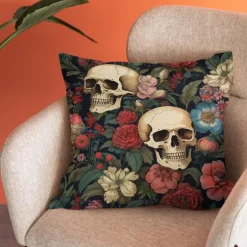 Double Side Pillow Cover 1PC Skeleton Flower Soft Decorative Square Cushion Case Pillowcase for Bedroom Livingroom Sofa Couch Chair Decorations