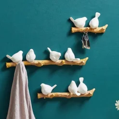 Doves Wall Hook Resin Bird Creative Door Key Wall Coat Hook Coat Rack Wall Decoration Hook Nordic Coat Hook Porch Hanger Decorative Hook