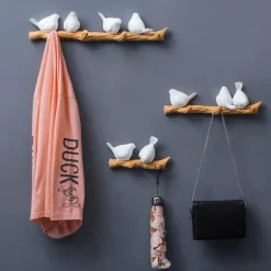 Doves Wall Hook Resin Bird Creative Door Key Wall Coat Hook Coat Rack Wall Decoration Hook Nordic Coat Hook Porch Hanger Decorative Hook