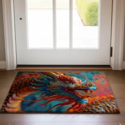 Dragon Colorful Doormat Floor Mats Washable Rugs Kitchen Mat Non-Slip Oil Proof Rug Indoor Outdoor Mat Bedroom Decor Bathroom Mat Entrance Rug
