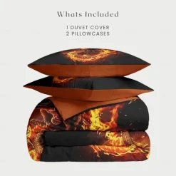 Dragon Duvet Cover Set 100% Cotton Soft and Comfortable Bedding Set with Bold Dragon Print Perfect for Bedroom Decor Stylish and Cozy Easy Care Machine Washable