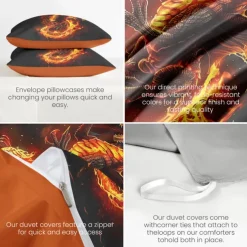 Dragon Duvet Cover Set 100% Cotton Soft and Comfortable Bedding Set with Bold Dragon Print Perfect for Bedroom Decor Stylish and Cozy Easy Care Machine Washable