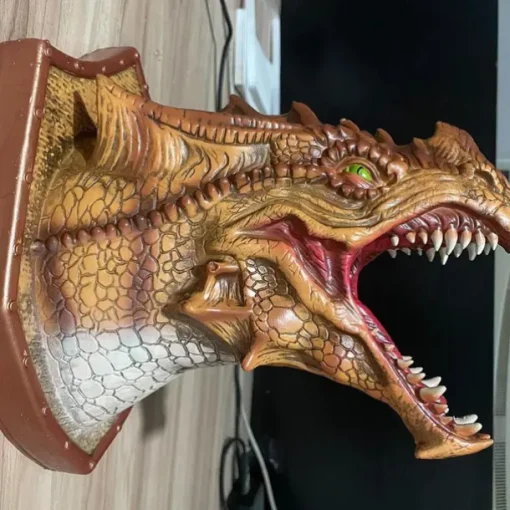 Dragon Sculpture with LED Smoked Effect, 3D Wall Art Hanging Statue for Garden or Home Decor