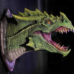 Dragon Sculpture with LED Smoked Effect, 3D Wall Art Hanging Statue for Garden or Home Decor