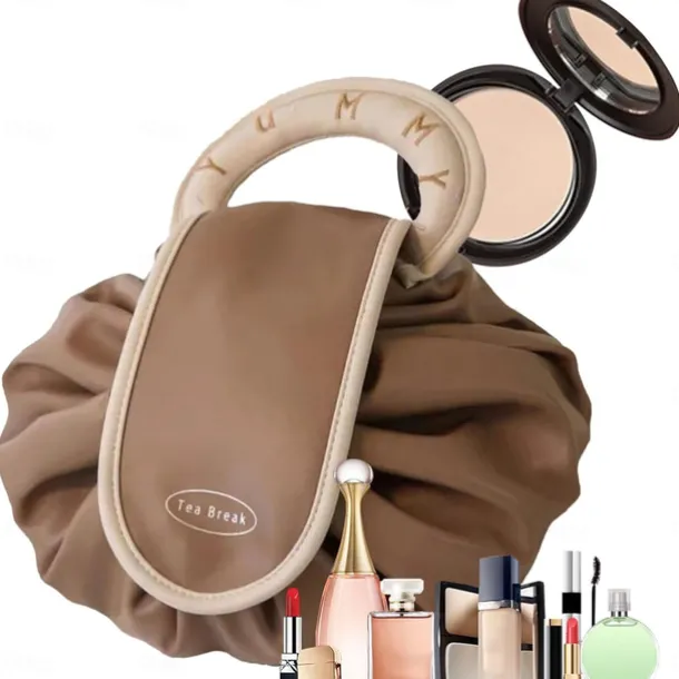 Drawstring Makeup Bag, Large Cosmetic Bag, Portable Waterproof Toiletry Organizer for Women, Travel Makeup Pouch, Female Cosmetic Bag, Make Up Bags for Toiletries and Accessories