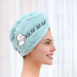 Dry Hair Cap Embroidery Cap Double-Layer Shower Cap Quick-Drying Strong Water Absorption Thickened Home Bag Hair Dry Hair Towel Back To School College Student