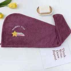 Dry Hair Cap Embroidery Cap Double-Layer Shower Cap Quick-Drying Strong Water Absorption Thickened Home Bag Hair Dry Hair Towel Back To School College Student