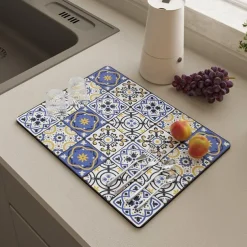 Drying Mat For Kitchen Counter Coffee Patterntableware Drying Mat Table Insulation Mat Protect Countertops And Tableware Bowl And Chopsticks Drying Mat Absorbent Dishes Drainer Mats
