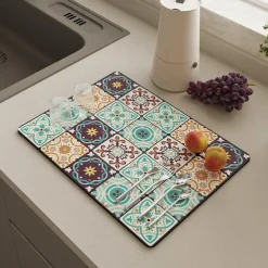 Drying Mat For Kitchen Counter Coffee Patterntableware Drying Mat Table Insulation Mat Protect Countertops And Tableware Bowl And Chopsticks Drying Mat Absorbent Dishes Drainer Mats