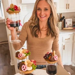 Dual Use Wine Glass Charcuterie Topper, Wine Glass Charcuterie Board Topper, Bamboo Vertical Wine Glass Topper Coasters for appetizers and Desserts