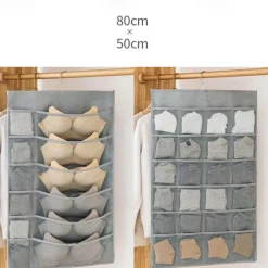 Dual-Sided Hanging Closet Organizer Pocket for Underwear Stocking Toiletries Accessories Bra Dresser Panty Socks Drawers Home Basics