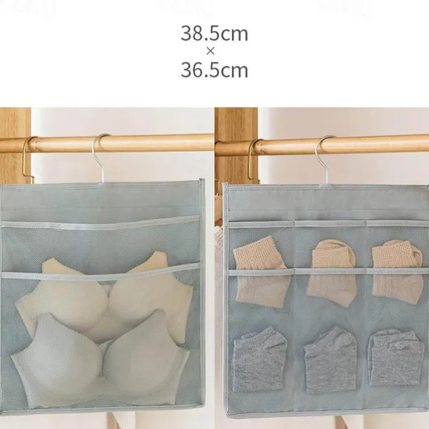 Dual-Sided Hanging Closet Organizer Pocket for Underwear Stocking Toiletries Accessories Bra Dresser Panty Socks Drawers Home Basics