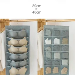 Dual-Sided Hanging Closet Organizer Pocket for Underwear Stocking Toiletries Accessories Bra Dresser Panty Socks Drawers Home Basics