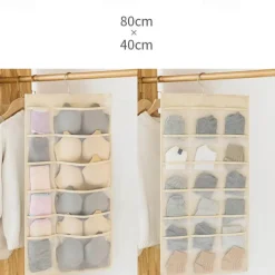 Dual-Sided Hanging Closet Organizer Pocket for Underwear Stocking Toiletries Accessories Bra Dresser Panty Socks Drawers Home Basics