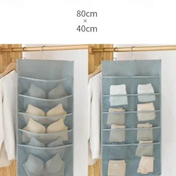 Dual-Sided Hanging Closet Organizer Pocket for Underwear Stocking Toiletries Accessories Bra Dresser Panty Socks Drawers Home Basics