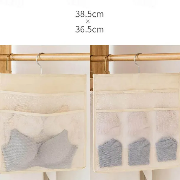 Dual-Sided Hanging Closet Organizer Pocket for Underwear Stocking Toiletries Accessories Bra Dresser Panty Socks Drawers Home Basics