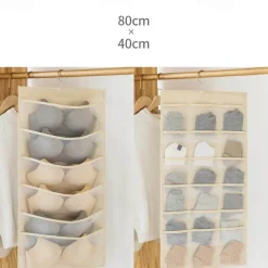 Dual-Sided Hanging Closet Organizer Pocket for Underwear Stocking Toiletries Accessories Bra Dresser Panty Socks Drawers Home Basics