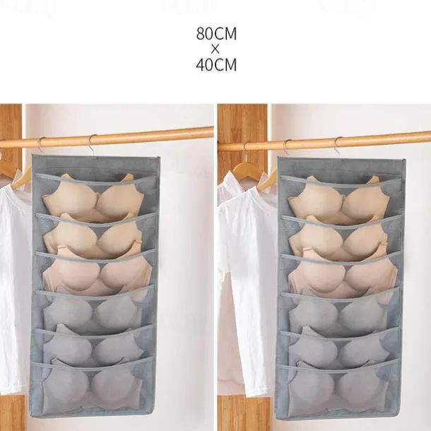 Dual-Sided Hanging Closet Organizer Pocket for Underwear Stocking Toiletries Accessories Bra Dresser Panty Socks Drawers Home Basics