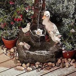 Duck Family Patio Statue, Cute Resin-Duck Animal Sculpture, Animal Garden Statue Decoration, Patio Yard Lawn Ornaments, Creative Resin Outdoor Sculpture, Gifts for Family and Friends