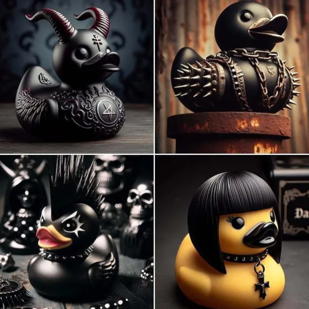 Duck Statue Decor Goth Satanic Duck, Gothic Punk Resin Collectible Figurines Ducks, Cute Little Duck Statue Crafts, Novelty Decorative Satan Duck Ornaments Halloween Decoration
