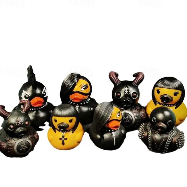 Duck Statue Decor Goth Satanic Duck, Gothic Punk Resin Collectible Figurines Ducks, Cute Little Duck Statue Crafts, Novelty Decorative Satan Duck Ornaments Halloween Decoration