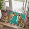 Duo Leopards Doormat Floor Mats Washable Rugs Kitchen Mat Non-Slip Oil Proof Rug Indoor Outdoor Mat Bedroom Decor Bathroom Mat Entrance Rug