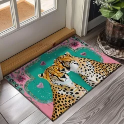 Duo Leopards Doormat Floor Mats Washable Rugs Kitchen Mat Non-Slip Oil Proof Rug Indoor Outdoor Mat Bedroom Decor Bathroom Mat Entrance Rug