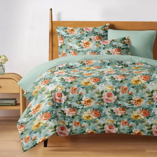 Duvet Cover Full Size Bedding Set Flowers Bed Sets Quilt Cover Soft Lightweight Comforter Cover with 2 Pillowcases for Summer Spring