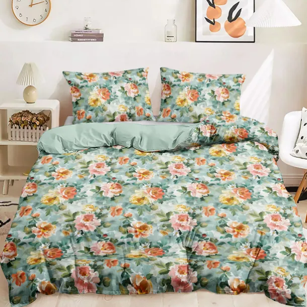 Duvet Cover Full Size Bedding Set Flowers Bed Sets Quilt Cover Soft Lightweight Comforter Cover with 2 Pillowcases for Summer Spring