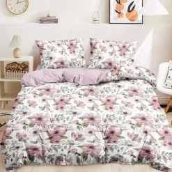 Duvet Cover Full Size Bedding Set Flowers Bed Sets Quilt Cover Soft Lightweight Comforter Cover with 2 Pillowcases for Summer Spring