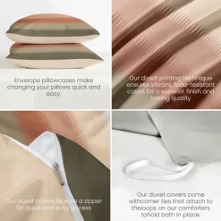 Duvet Cover Set with Casual Color Block Print, 100% Cotton, Soft and Breathable Fabric, Includes Duvet Cover and Pillowcases, Hypoallergenic and Skin-Friendly, Machine Washable, Durable, Comfortable