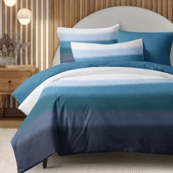 Duvet Cover Set with Casual Color Block Print, 100% Cotton, Soft and Breathable Fabric, Includes Duvet Cover and Pillowcases, Hypoallergenic and Skin-Friendly, Machine Washable, Durable, Comfortable