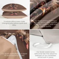 Duvet Cover Set with Funny Rooster Print, 100% Cotton, Soft and Breathable Fabric, Includes Duvet Cover and Pillowcases, Hypoallergenic and Skin-Friendly, Machine Washable, Durable, Comfortable