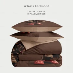 Duvet Cover Set with Funny Rooster Print, 100% Cotton, Soft and Breathable Fabric, Includes Duvet Cover and Pillowcases, Hypoallergenic and Skin-Friendly, Machine Washable, Durable, Comfortable