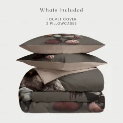 Duvet Cover Set with Funny Rooster Print, 100% Cotton, Soft and Breathable Fabric, Includes Duvet Cover and Pillowcases, Hypoallergenic and Skin-Friendly, Machine Washable, Durable, Comfortable