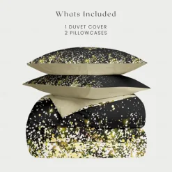 Duvet Cover Set with Glitter Snowflake Design, 100% Cotton, Soft and Breathable Bedding Set, Includes Duvet Cover and Pillowcases, Elegant and Stylish for Winter Décor, Durable and Machine Washable