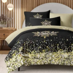 Duvet Cover Set with Glitter Snowflake Design, 100% Cotton, Soft and Breathable Bedding Set, Includes Duvet Cover and Pillowcases, Elegant and Stylish for Winter Décor, Durable and Machine Washable