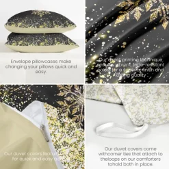Duvet Cover Set with Glitter Snowflake Design, 100% Cotton, Soft and Breathable Bedding Set, Includes Duvet Cover and Pillowcases, Elegant and Stylish for Winter Décor, Durable and Machine Washable